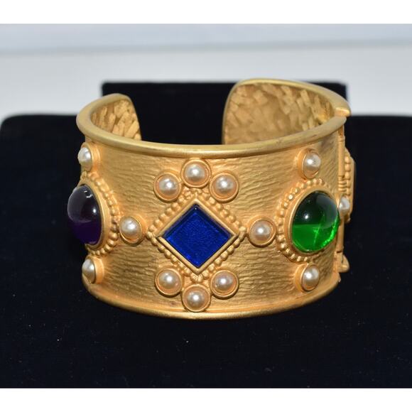 RARE Ann Taylor Gripoix Byzantine-inspired Maltese Cuff Bracelet - Picture 1 of 6